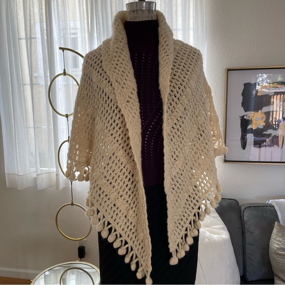 Vintage Handmade Crochet Wrap Scarf Shawl - Picture 1 of 11